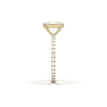 Elongated Cushion Full Pavé Diamond Engagement Ring - Moissanite Engagement Rings