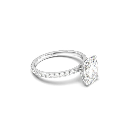 Elongated Cushion Full Pavé Diamond Engagement Ring - Moissanite Engagement Rings