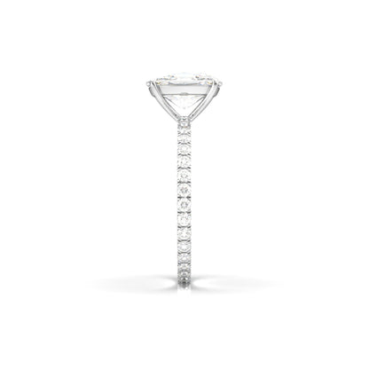 Elongated Cushion Full Pavé Diamond Engagement Ring - Moissanite Engagement Rings