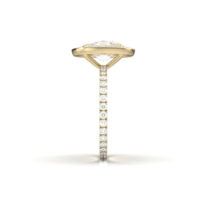 Elongated Cushion Halo Full Pavé Diamond Engagement Ring - Moissanite Engagement Rings
