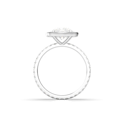 Elongated Cushion Halo Full Pavé Diamond Engagement Ring - Moissanite Engagement Rings