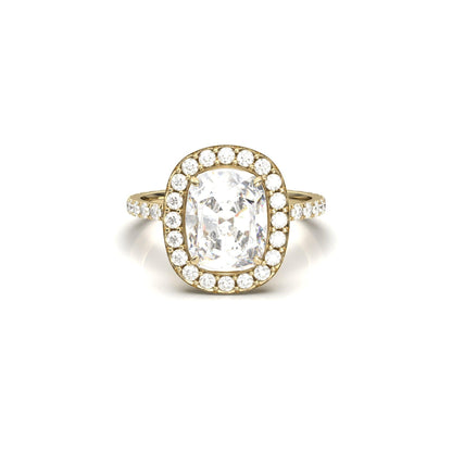 Elongated Cushion Halo Full Pavé Diamond Engagement Ring - Moissanite Engagement Rings