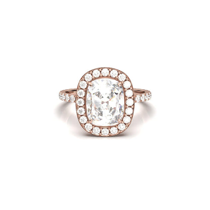 Elongated Cushion Halo Full Pavé Diamond Engagement Ring - Moissanite Engagement Rings