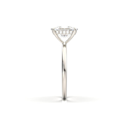 Elongated Cushion Hidden Halo Diamond Engagement Ring - Moissanite Engagement Rings