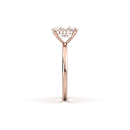 Elongated Cushion Hidden Halo Diamond Engagement Ring - Moissanite Engagement Rings