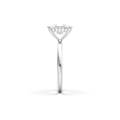 Elongated Cushion Hidden Halo Diamond Engagement Ring - Moissanite Engagement Rings