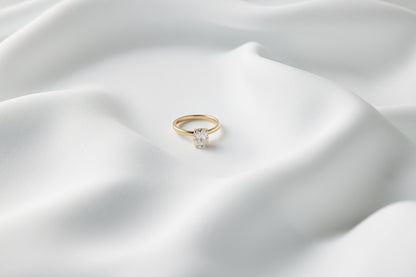 Elongated Cushion Hidden Halo Diamond Engagement Ring - Moissanite Engagement Rings