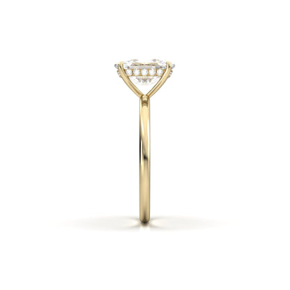 Elongated Cushion Hidden Halo Diamond Engagement Ring - Moissanite Engagement Rings