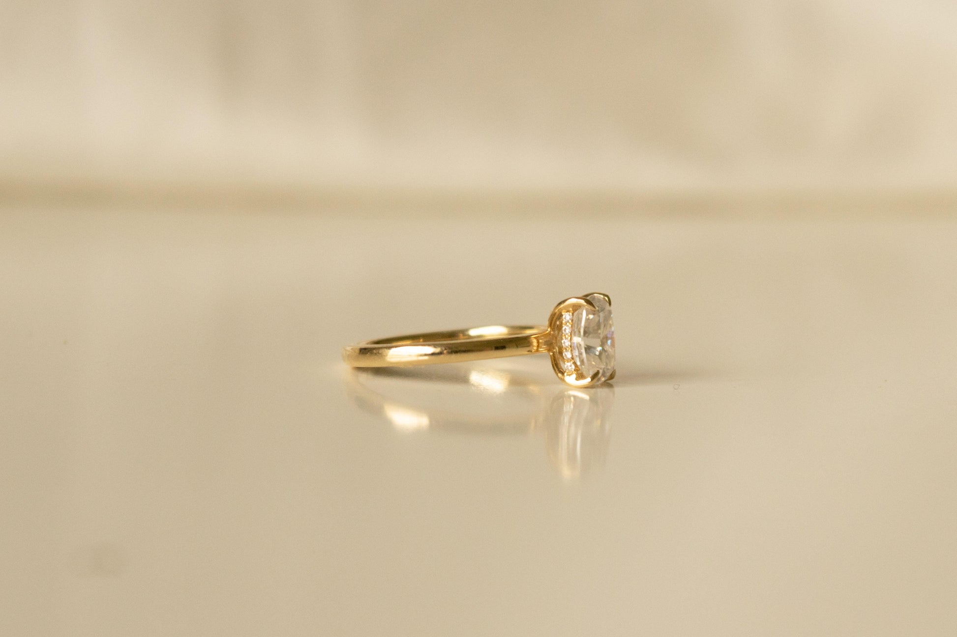 Elongated Cushion Hidden Halo Moissanite Engagement Ring - Ready To Ship - Moissanite Engagement Rings