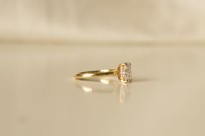 Elongated Cushion Hidden Halo Diamond Engagement Ring - Moissanite Engagement Rings