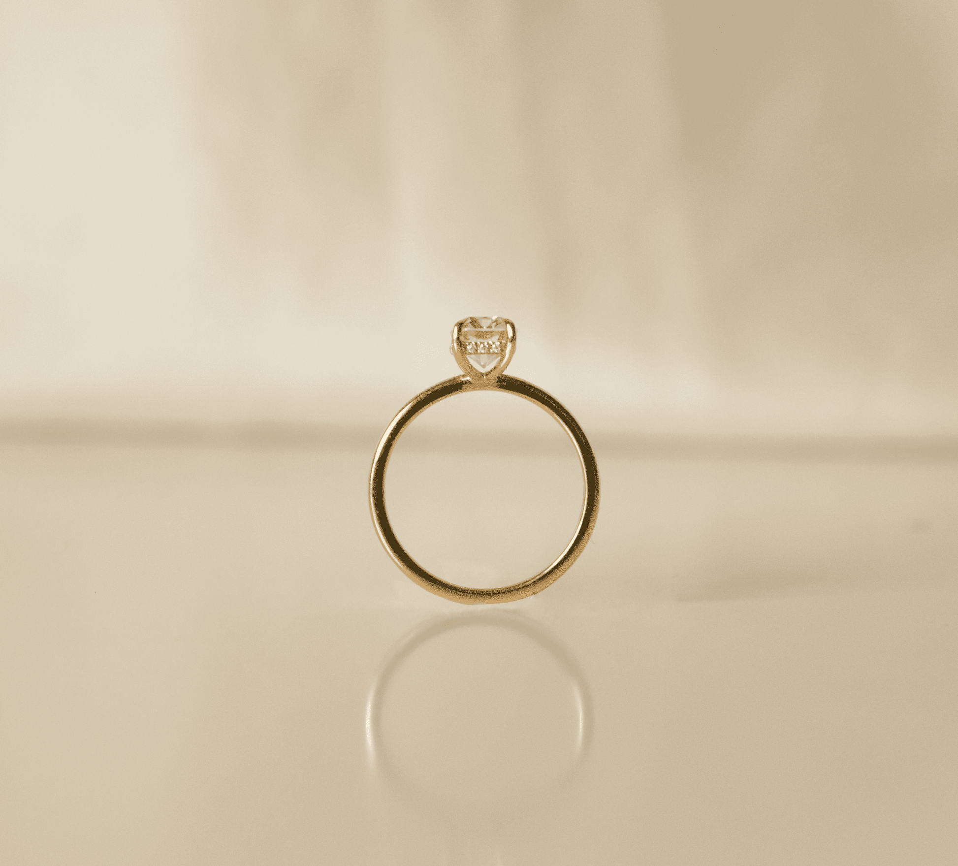 Elongated Cushion Hidden Halo Diamond Engagement Ring - Moissanite Engagement Rings