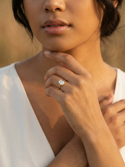 Elongated Cushion Hidden Halo Diamond Engagement Ring