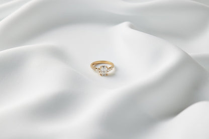 Elongated Cushion Pear Setting 2/3 Pavé Diamond Engagement Ring - Moissanite Engagement Rings