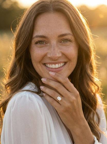 Elongated Cushion Solitaire Diamond Engagement Ring