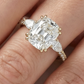 Elongated Cushion Trilogy Full Pavé Moissanite Engagement Ring