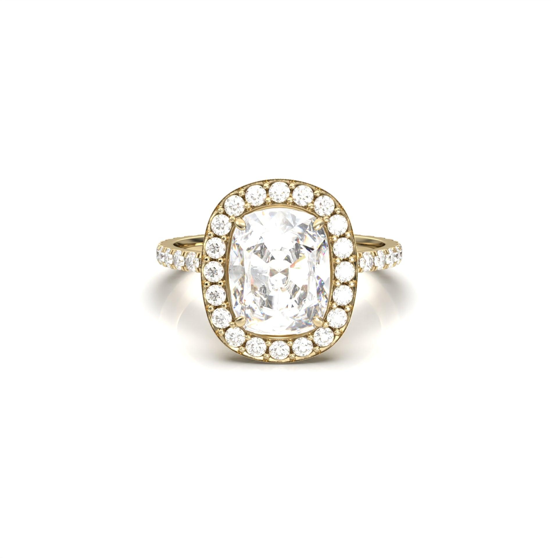 Elongated Cushion With Hidden Halo and Full Pavé Moissanite Engagement Ring - moissaniteengagementrings