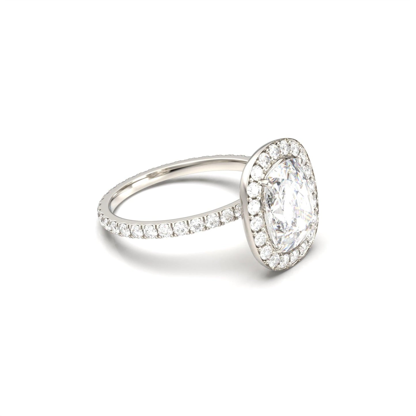 Elongated Cushion With Hidden Halo and Full Pavé Moissanite Engagement Ring - moissaniteengagementrings