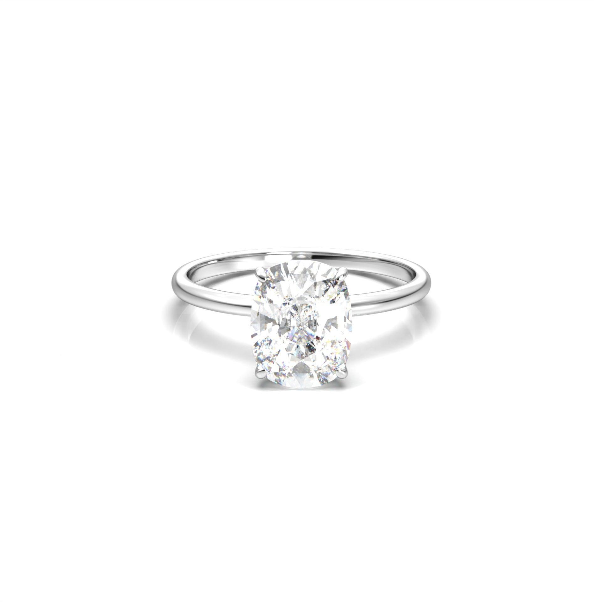 Elongated Cushion Cut Solitaire Diamond Engagement Ring | Moissanite Engagement Rings