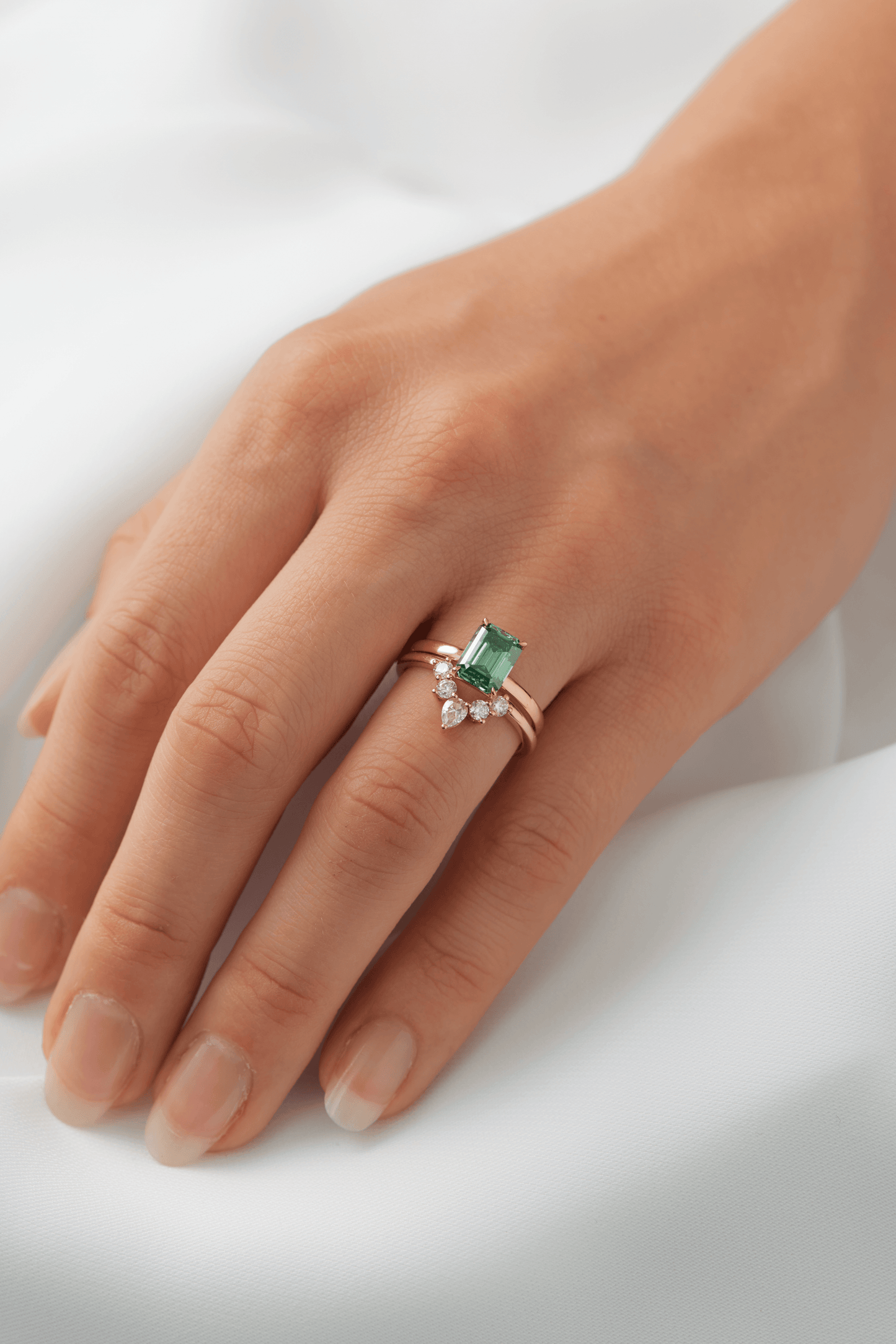 Emerald Cut Emerald Coloured Solitaire Moissanite Engagement Ring - Ready To Ship - Moissanite Engagement Rings