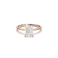 Emerald Cut Solitaire 4 Claw With Hidden Halo Moissanite Engagement Ring - Moissanite Engagement Rings