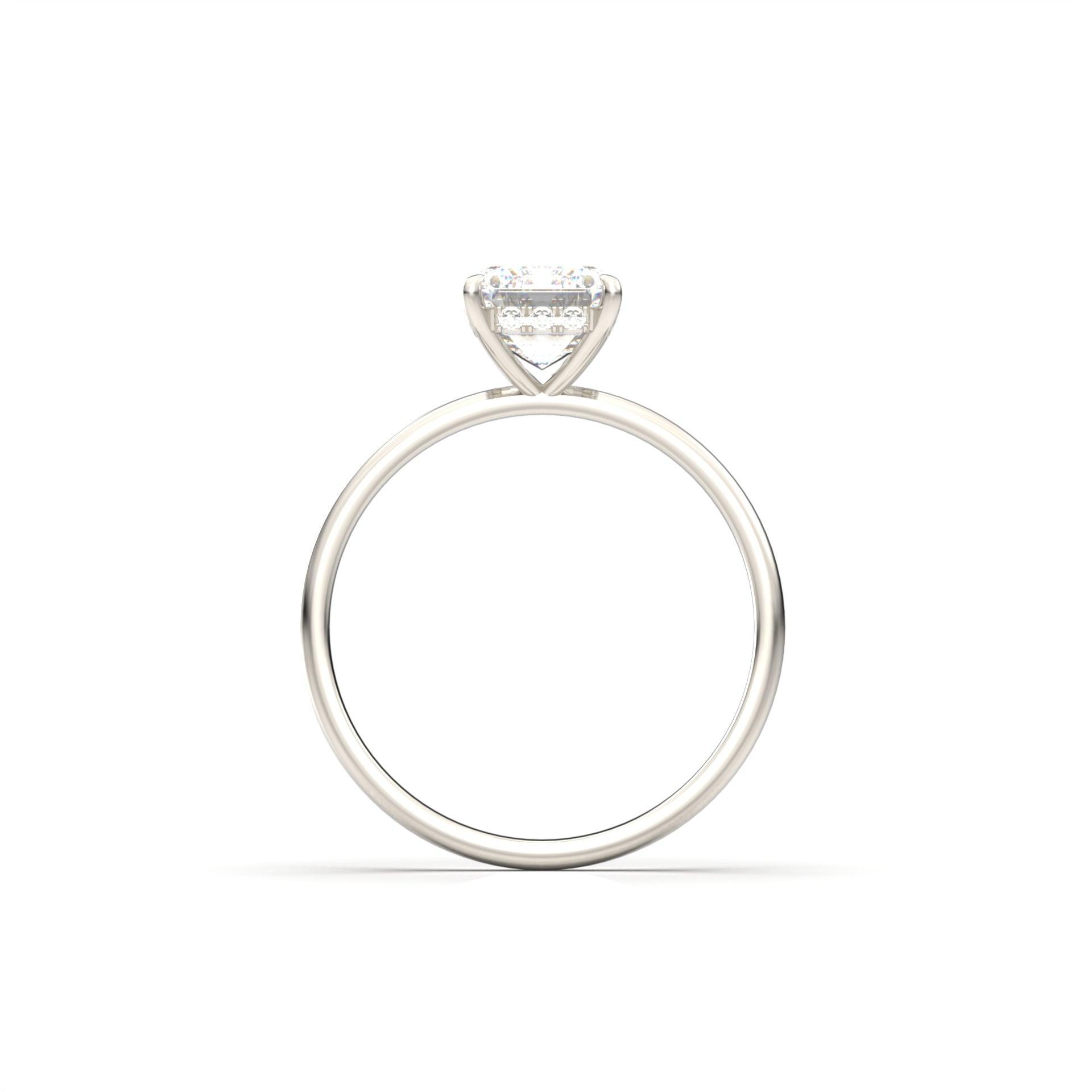 Emerald Cut Solitaire 4 Claw With Hidden Halo - moissaniteengagementrings