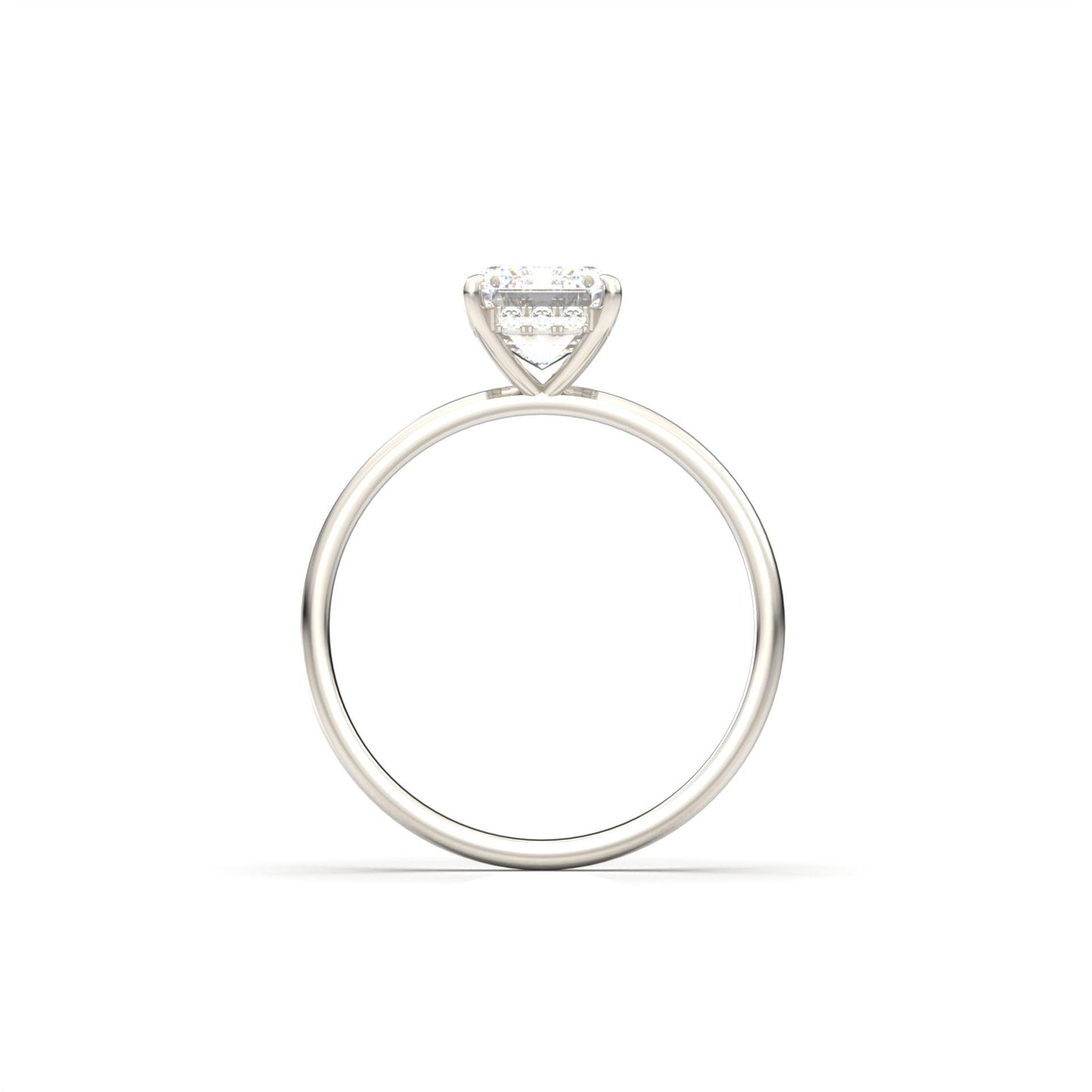 Emerald Cut Solitaire 4 Claw With Hidden Halo - moissaniteengagementrings