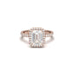 Emerald Halo Half Pavé Diamond Engagement Ring - Moissanite Engagement Rings