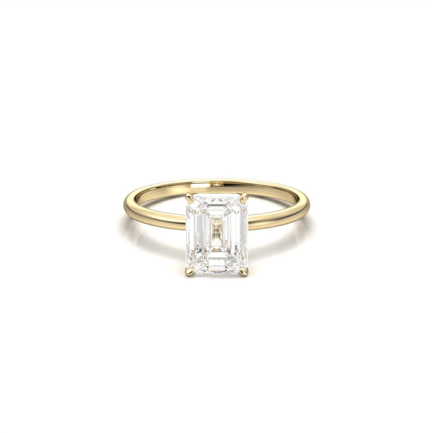 Emerald Solitaire Diamond Engagement Ring - Moissanite Engagement Rings