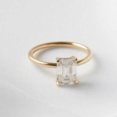 Emerald Solitaire Diamond Engagement Ring