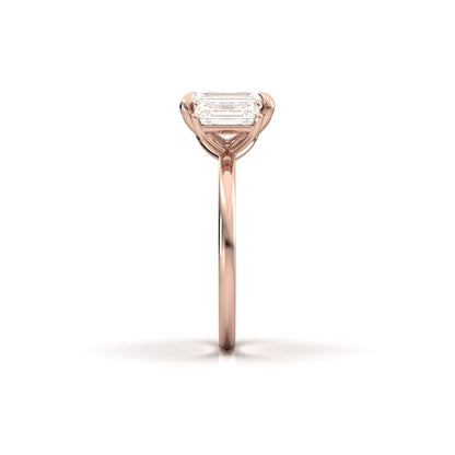 Emerald Trilogy Diamond Engagement Ring - Moissanite Engagement Rings