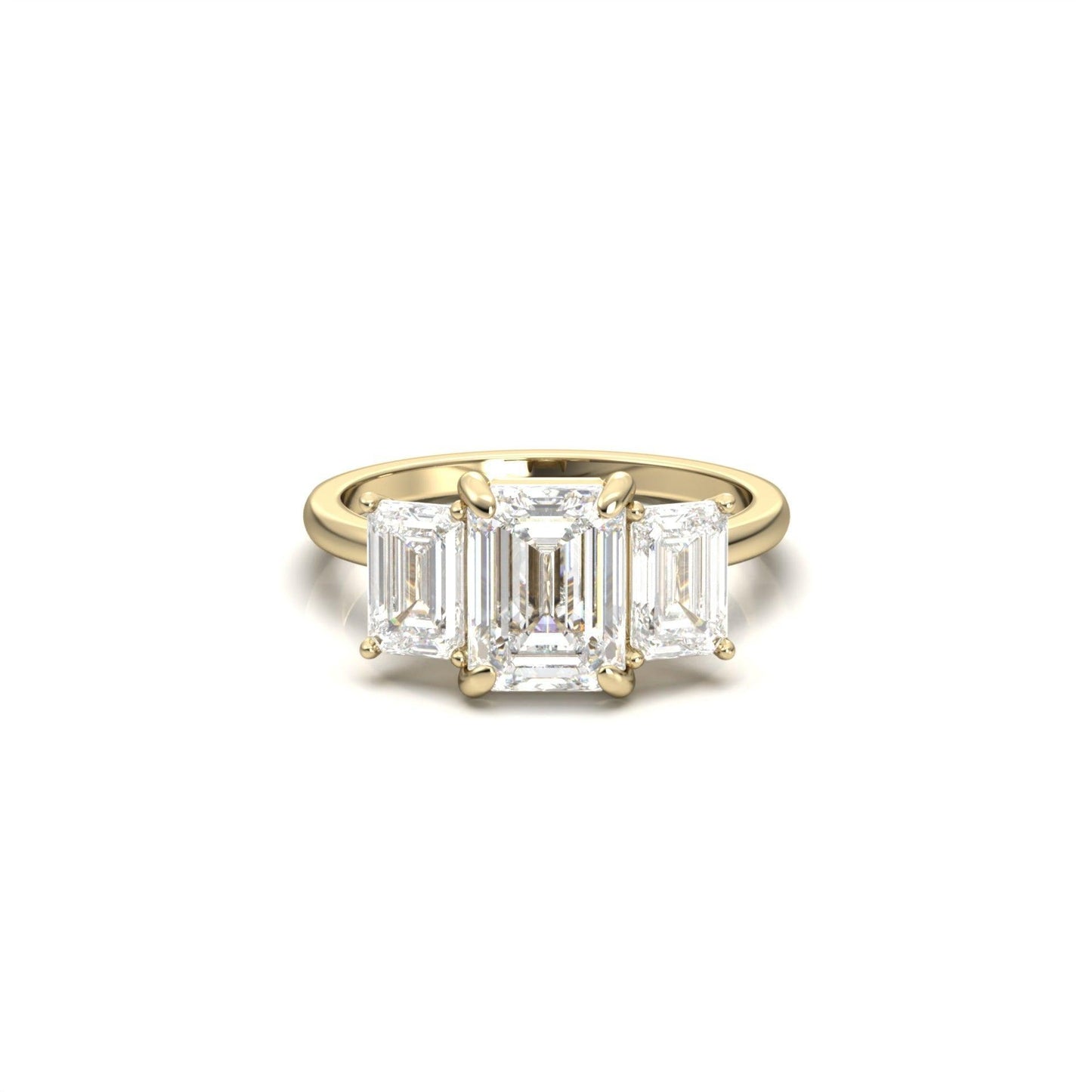 Emerald Trilogy Diamond Engagement Ring - Moissanite Engagement Rings
