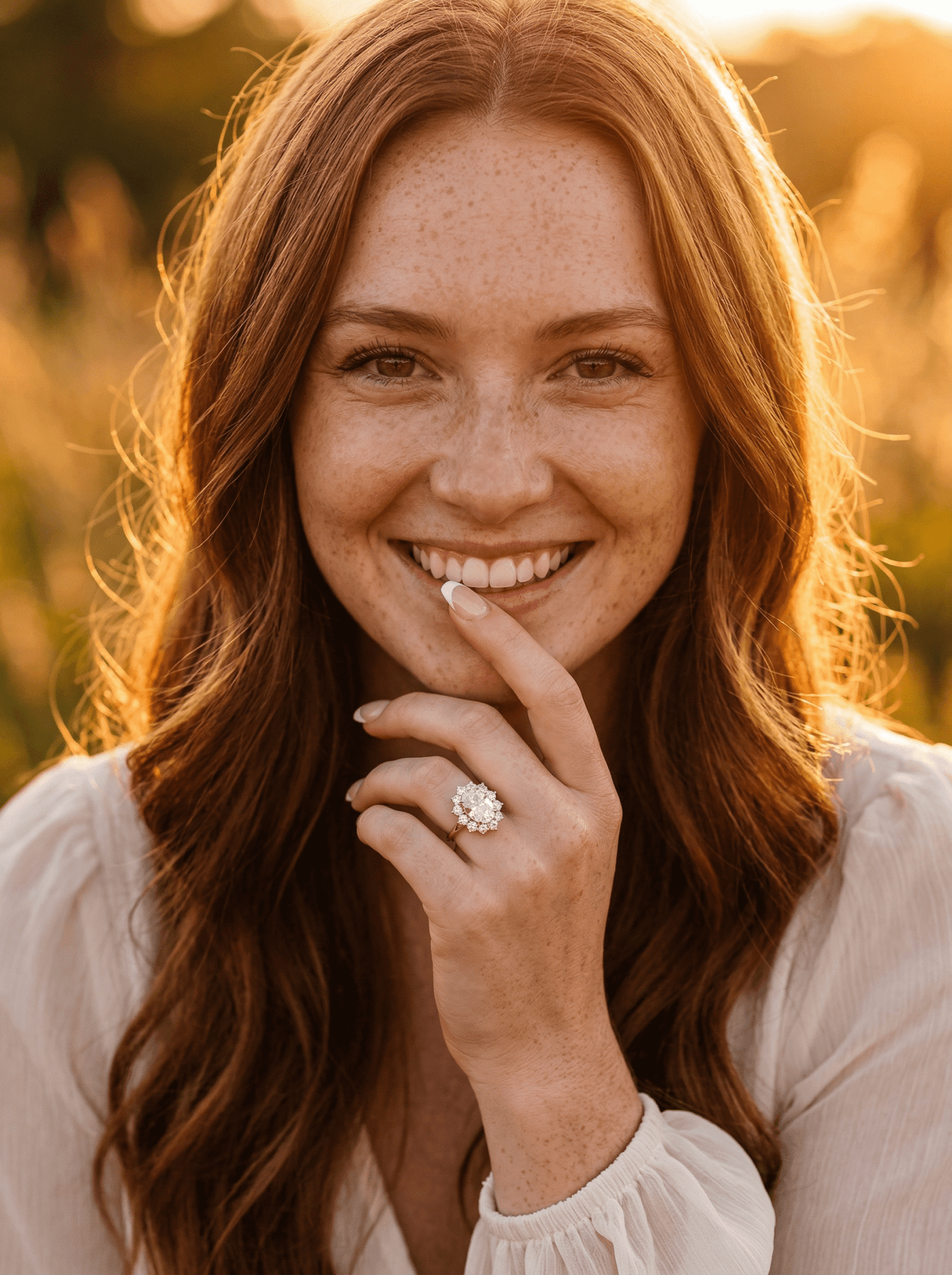 Floral Oval Moissanite Engagement Ring - Moissanite Engagement Rings