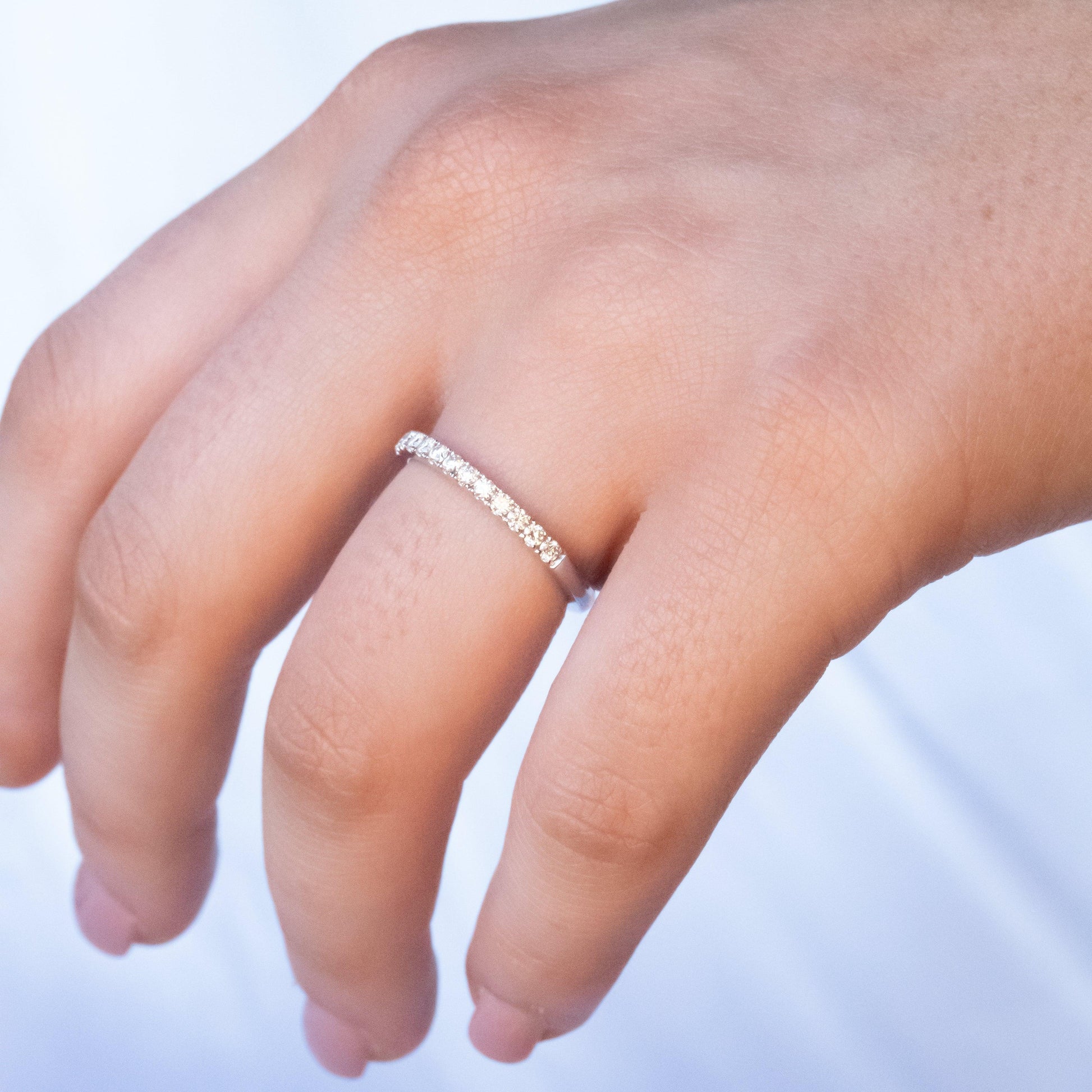 Half Pavè Diamond Wedding Band - Moissanite Engagement Rings
