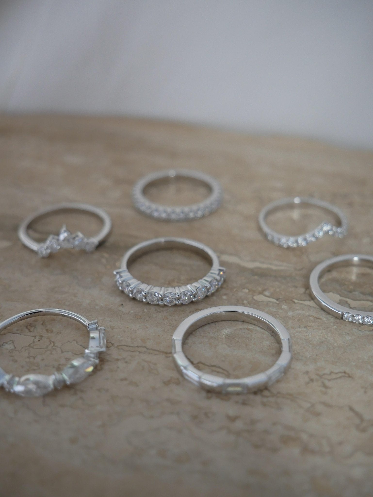 Half Pavè Moissanite Wedding Band - Moissanite Engagement Rings