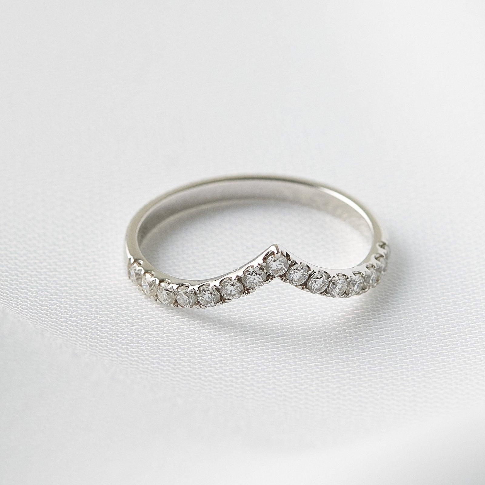 Half Pavè With Peak Diamond Wedding Band - Moissanite Engagement Rings