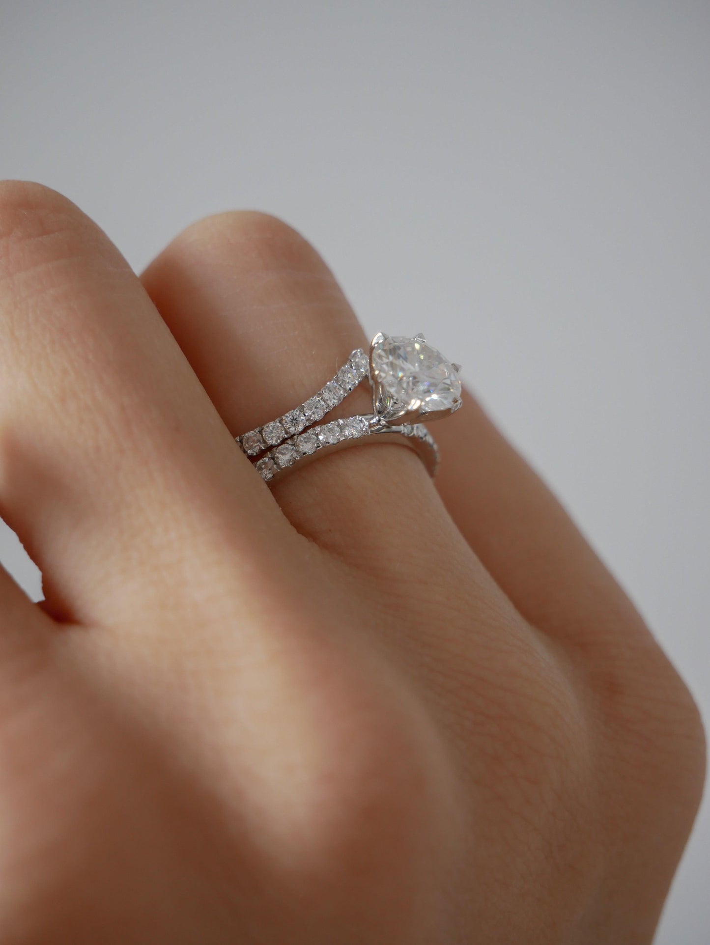 Half Pavè With Peak Diamond Wedding Band - Moissanite Engagement Rings