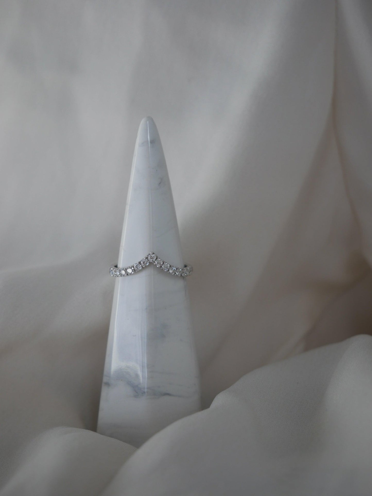 Half Pavè With Peak Moissanite Wedding Band - Moissanite Engagement Rings