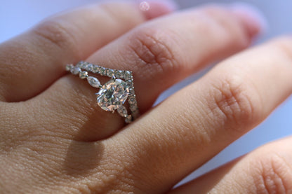Half Pavè With Peak Moissanite Wedding Band - Moissanite Engagement Rings