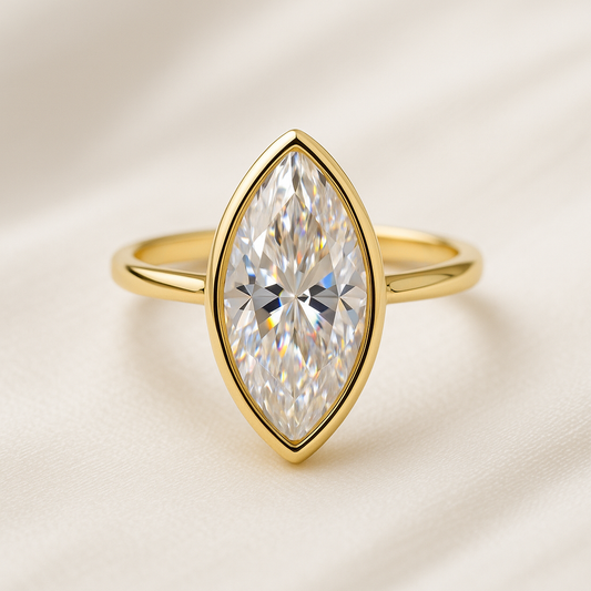 Mae: Marquise Bezel Moissanite Engagement Ring