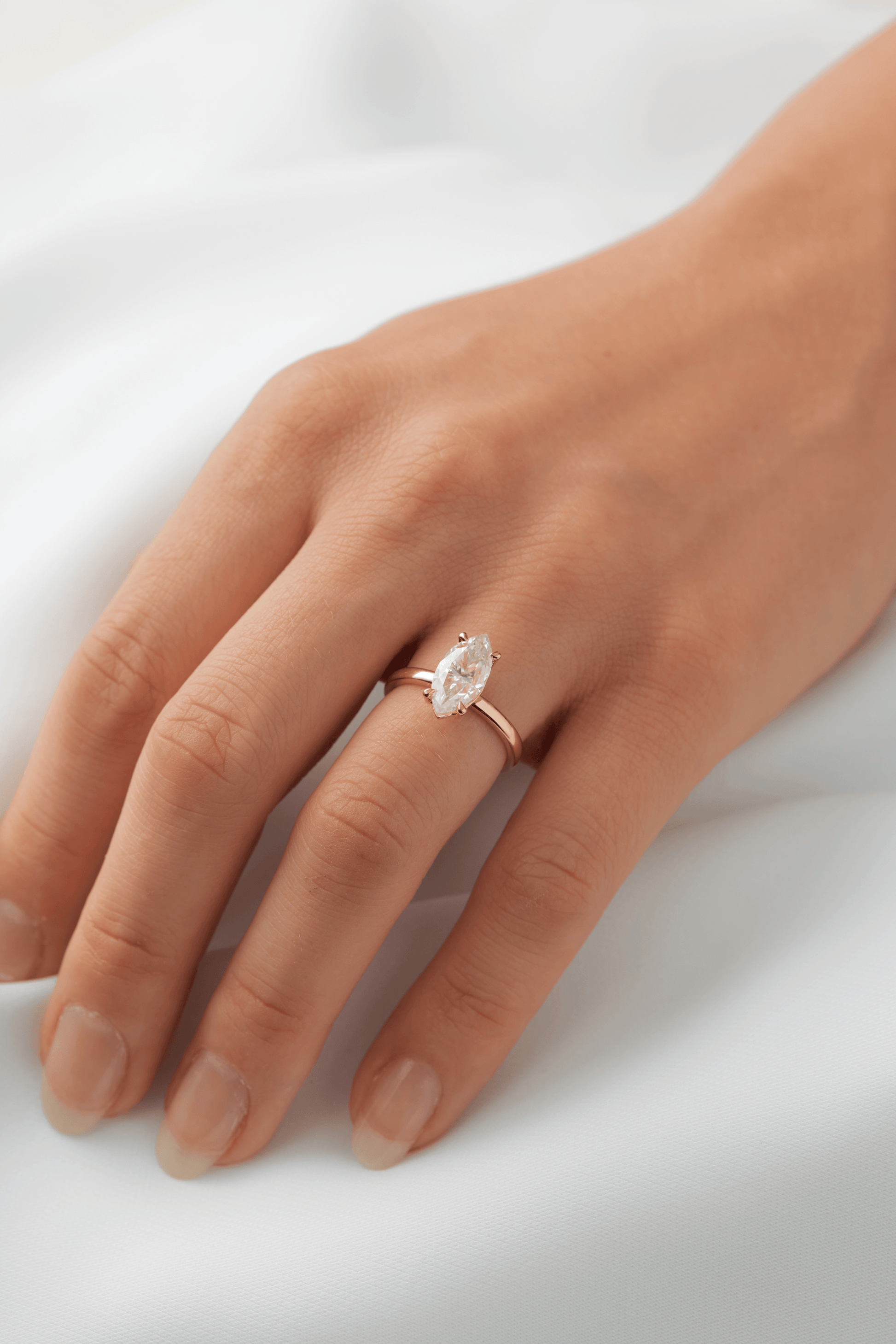 Marquise Diamond Solitaire Engagement Ring | Moissanite Engagement Rings