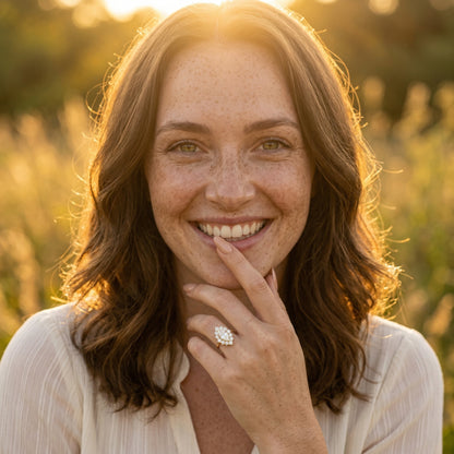 Marquise Halo Cluster Moissanite Engagement Ring