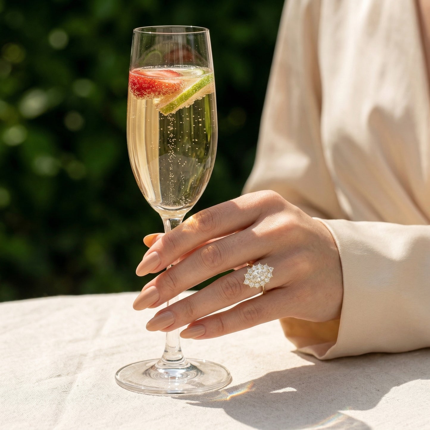 Marquise Halo Cluster Moissanite Engagement Ring