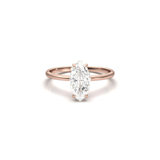 Marquise Solitaire 14K Yellow Gold Moissanite Engagement Ring - Ready To Ship - Moissanite Engagement Rings