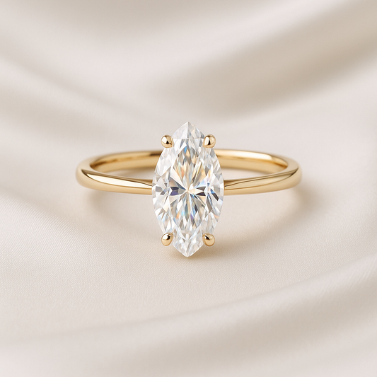 Lyra: Marquise Solitaire Moissanite Engagement Ring