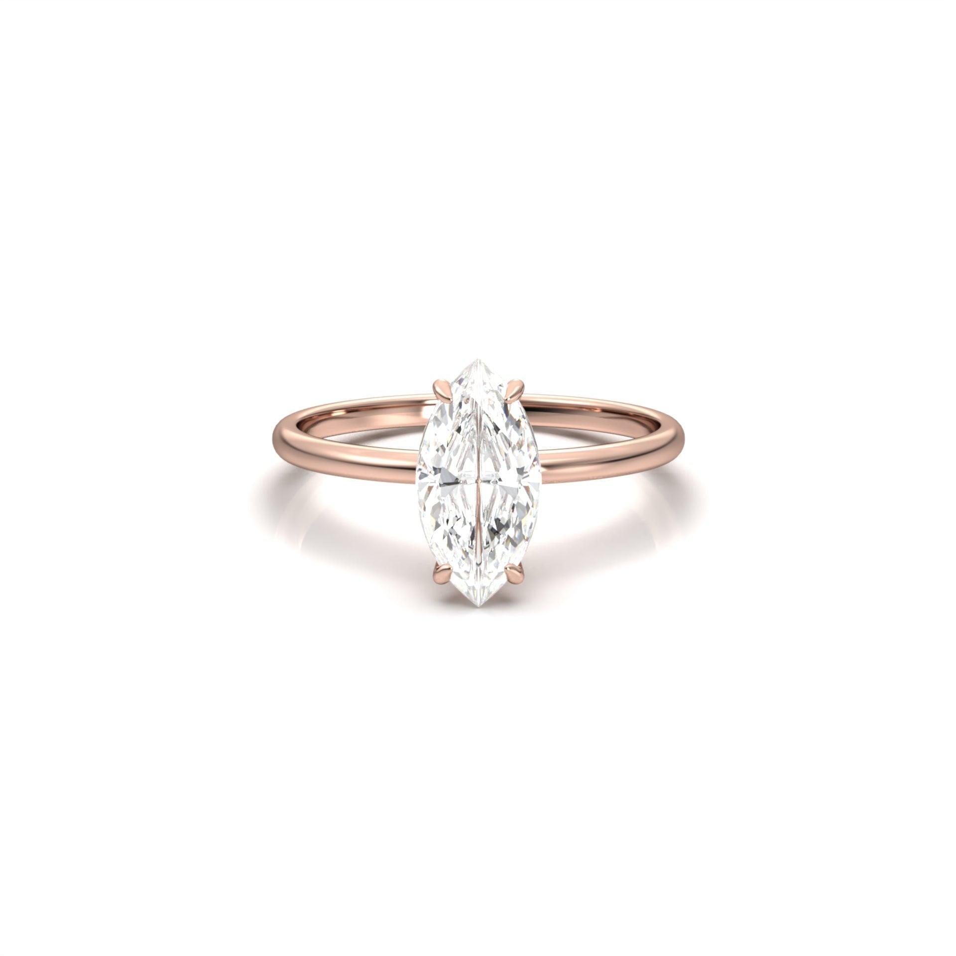 Marquise Solitaire Moissanite Engagement Ring - Moissanite Engagement Rings