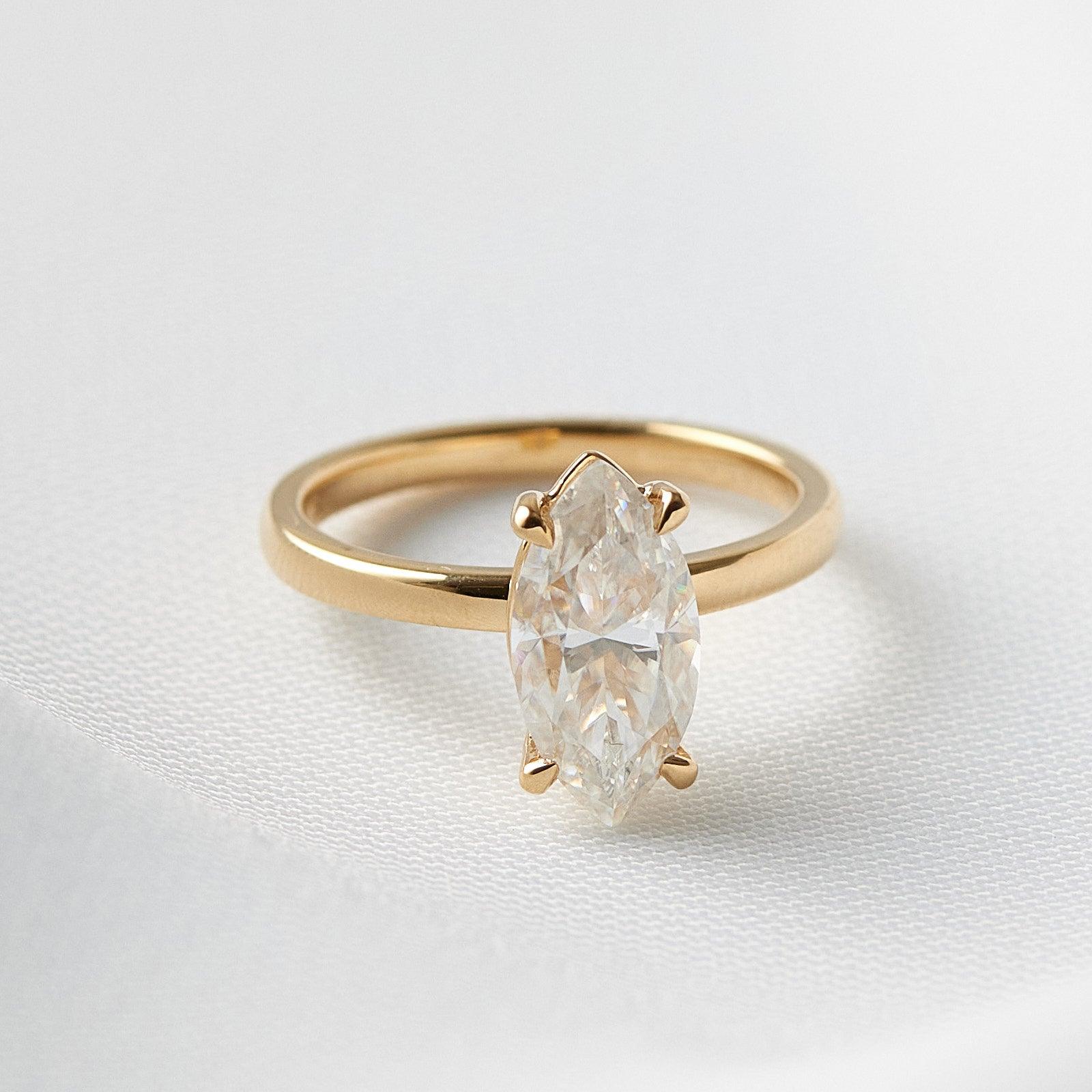 Marquise Solitaire Moissanite Engagement Ring - Ready To Ship - Moissanite Engagement Rings