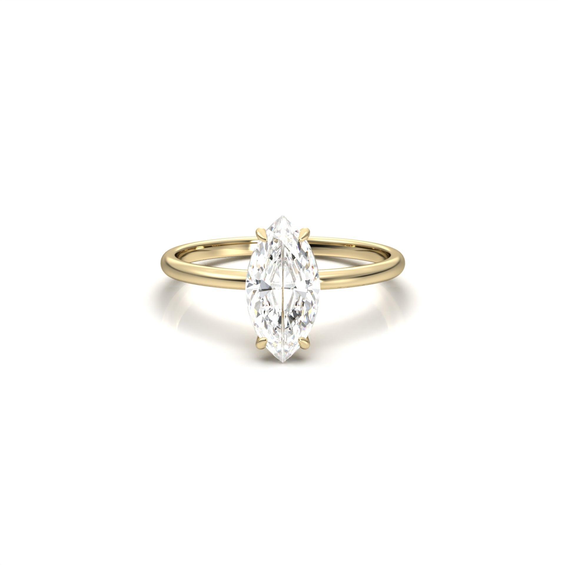 Marquise Solitaire With Hidden Halo Moissanite Engagement Ring - moissaniteengagementrings