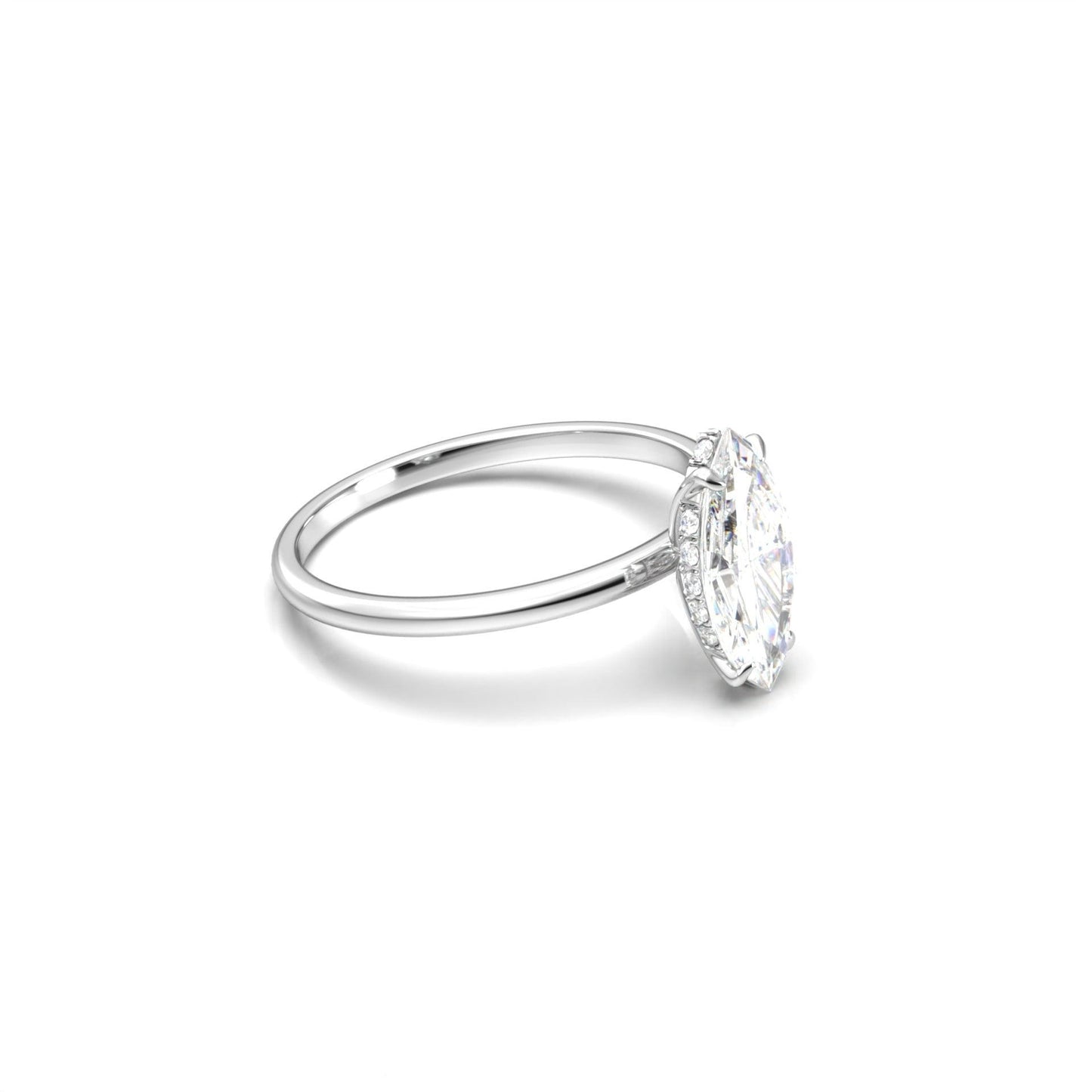 Marquise Solitaire With Hidden Halo - moissaniteengagementrings