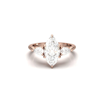 Marquise Trilogy Diamond Engagement Ring - Moissanite Engagement Rings