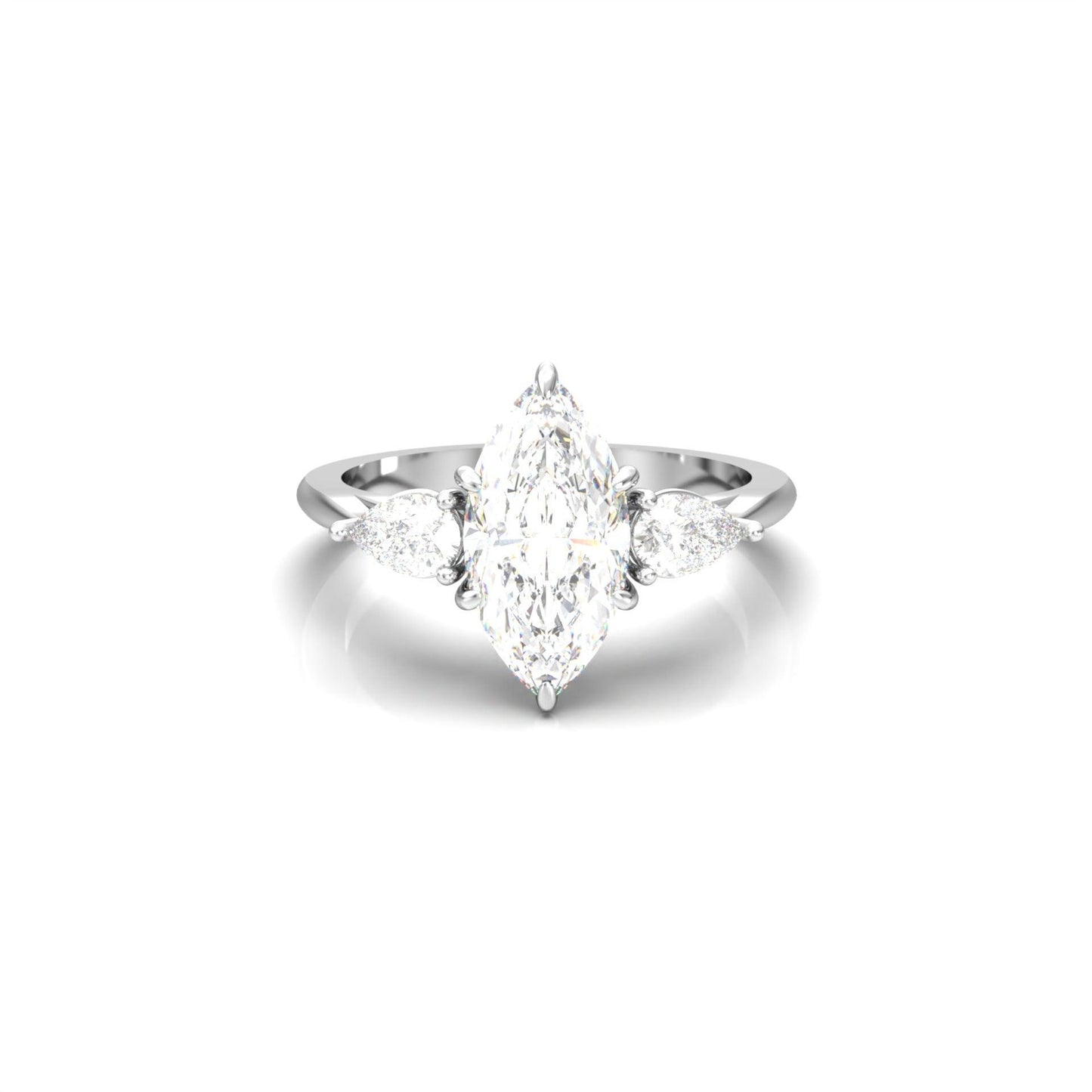 Marquise Trilogy Moissanite Engagement Ring - Moissanite Engagement Rings